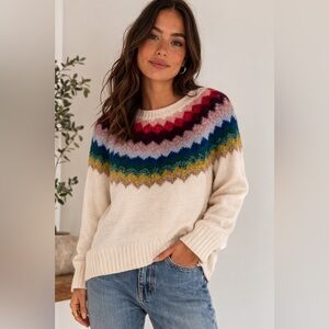 𝅺American Eagle size small chunky sweater with multicolored collar